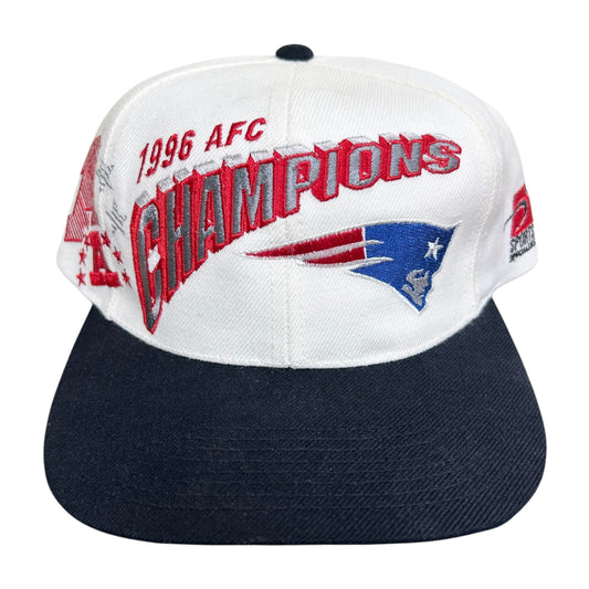 Vintage 1990s Sports Specialties New England Patriots 1996 AFC Champions White Snapback Hat - One Size