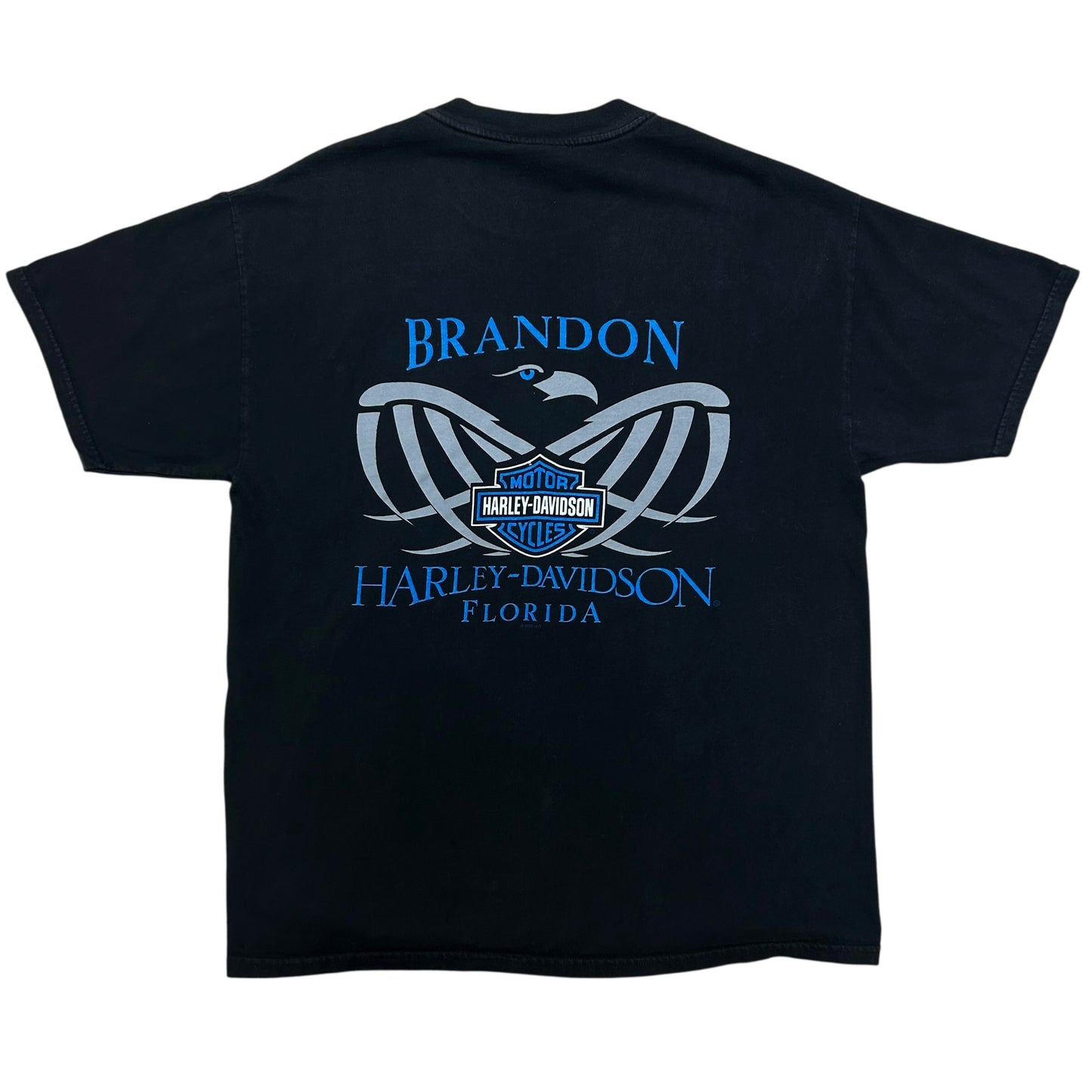 Early 2000s Brandon, FL Harley Davidson Black Graphic T-Shirt - Size Large